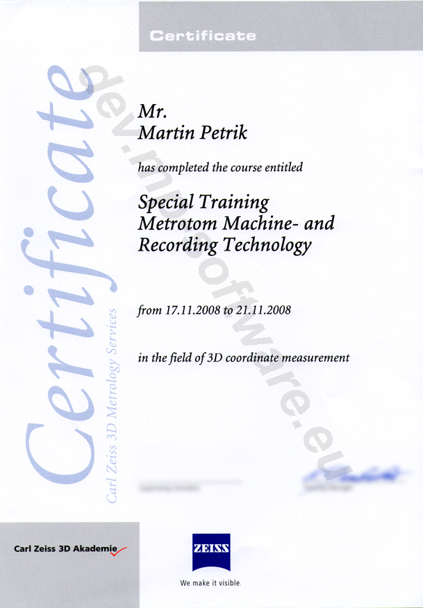 Carl Zeiss 3D Akademie - Special training Metrotom Machine and recording technology, in the field of 3D coordinate measurement